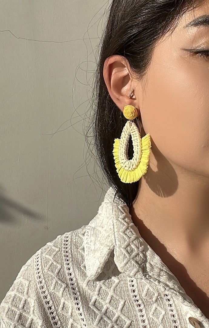 گوشواره حصیری قطره ای ریش ریش 